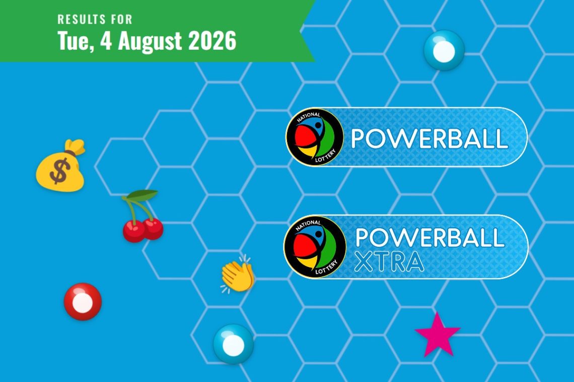Powerball and Powerball XTRA Results — Tuesday, 4 August 2026 - Saffarazzi Powerball and Powerball XTRA Results lottery draw results for Tuesday, 4 August 2026