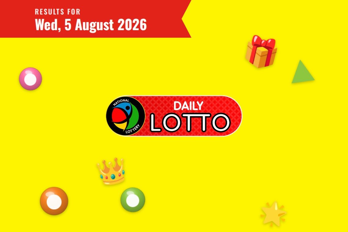 Daily Lotto Results lottery draw results for Wednesday, 5 August 2026