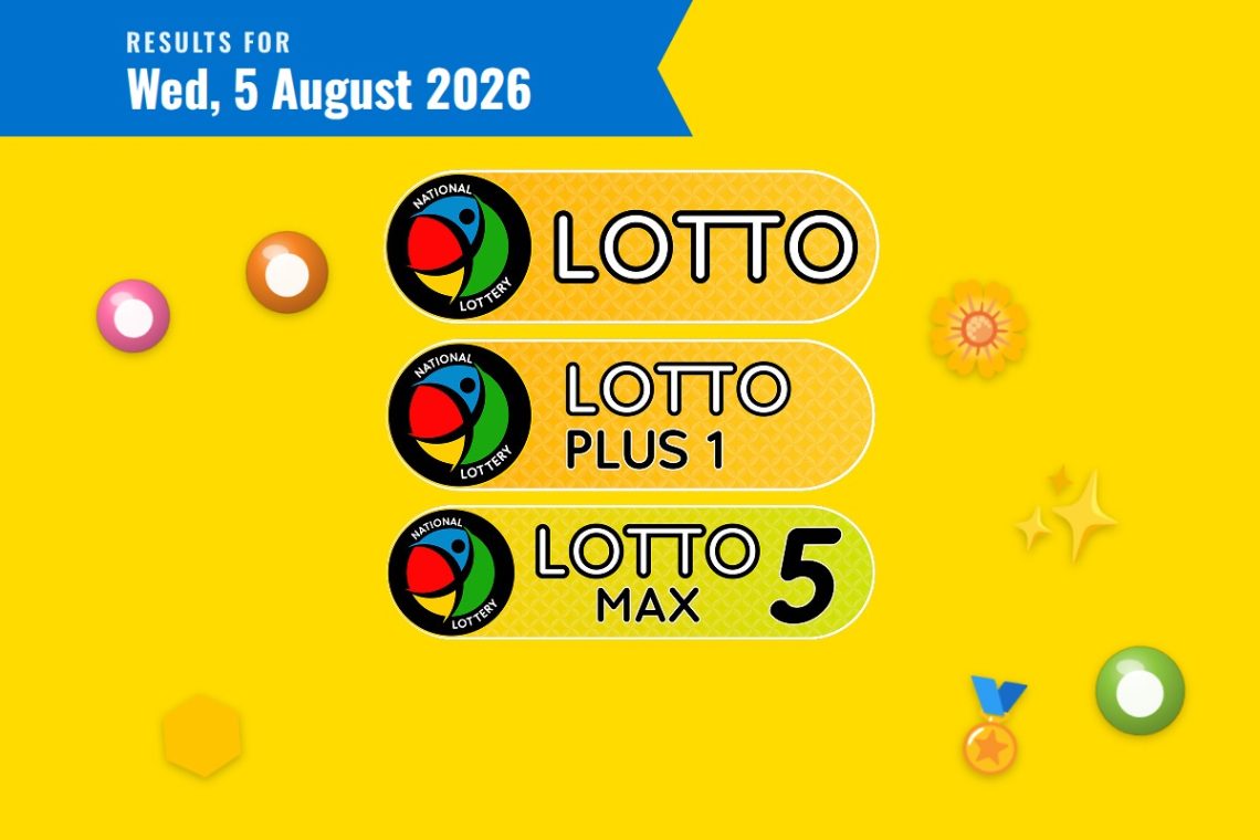 Lotto, Lotto Plus 1 and Lotto 5 Max Results — Wednesday, 5 August 2026 - Saffarazzi Lotto, Lotto Plus 1 and Lotto 5 Max Results lottery draw results for Wednesday, 5 August 2026