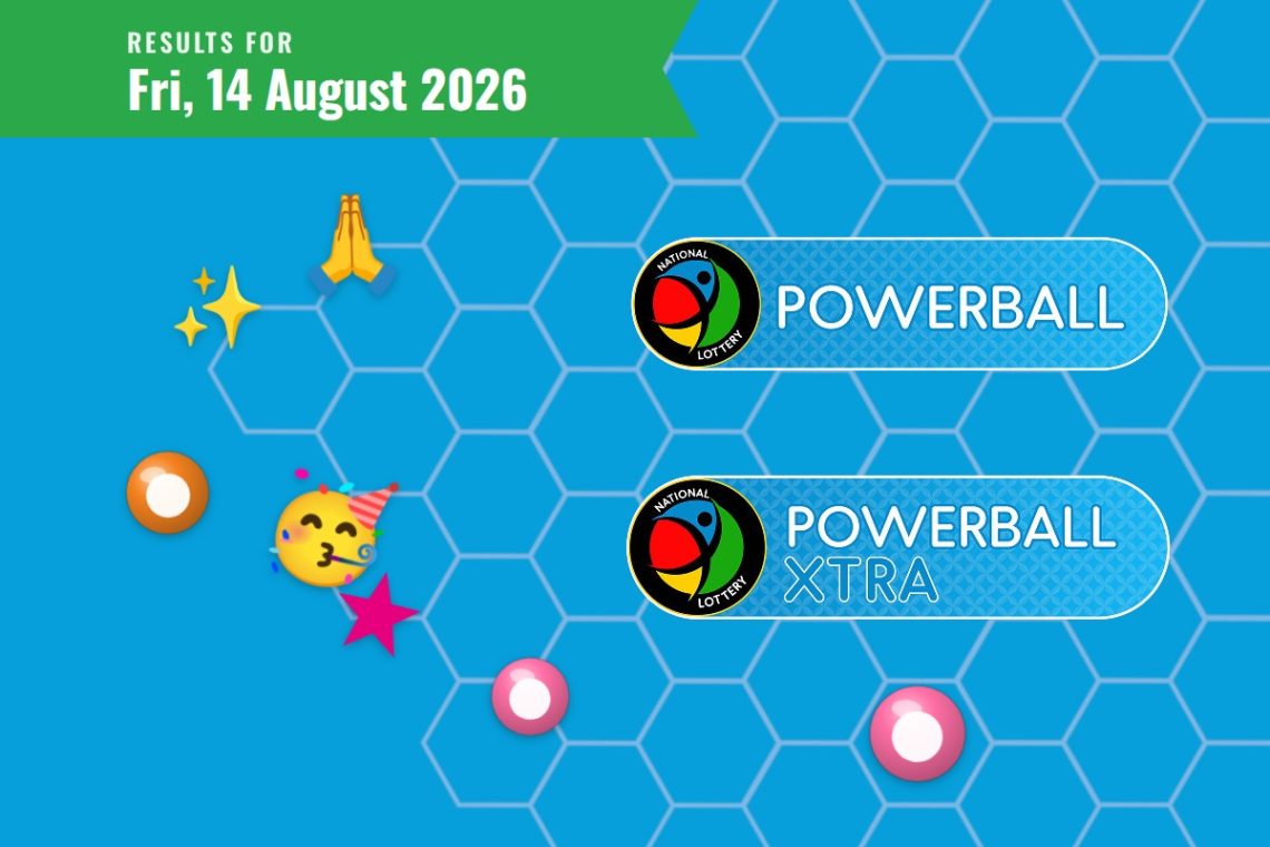 Powerball and Powerball XTRA Results - Friday, 14 August 2026 - Saffarazzi Powerball and Powerball XTRA Results lottery draw results for Friday, 14 August 2026