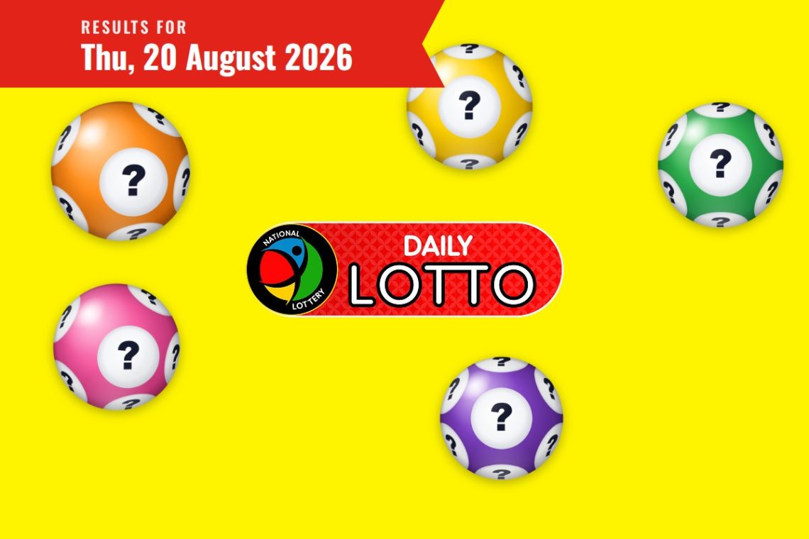 Daily Lotto Results lottery draw results for Thursday, 20 August 2026