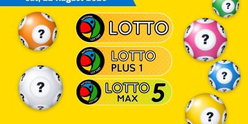 Lotto, Lotto Plus 1 and Lotto 5 Max Results lottery draw results for Saturday, 22 August 2026