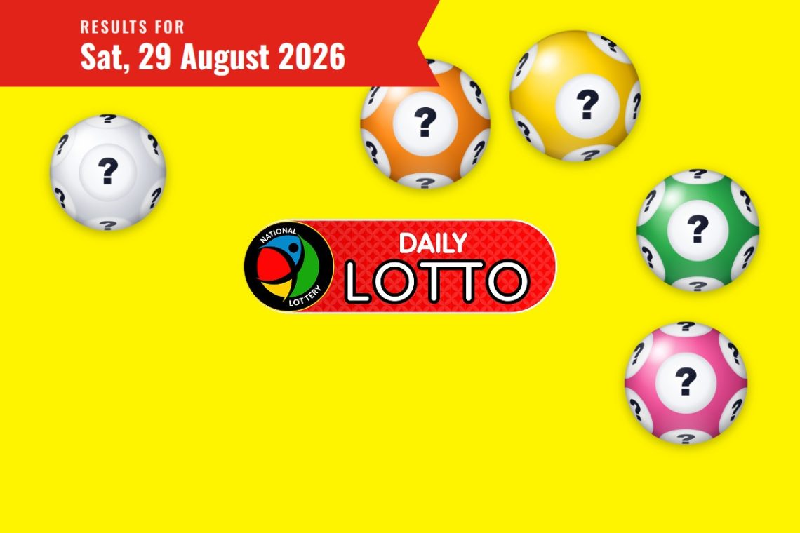 Daily Lotto Results lottery draw results for Saturday, 29 August 2026