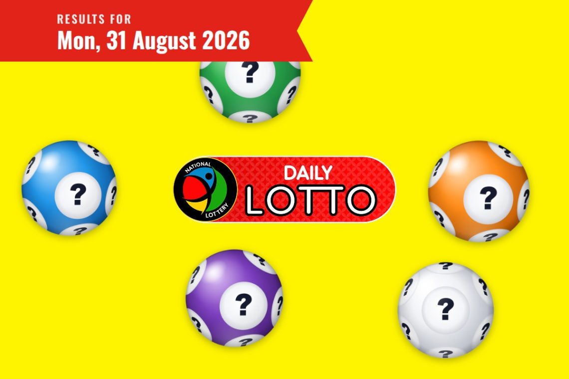 Daily Lotto Results lottery draw results for Monday, 31 August 2026