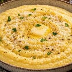 Creamy Parmesan Polenta — The Perfect Base for Rich Braises - Saffarazzi Creamy Parmesan Polenta — The Perfect Base for Rich Braises