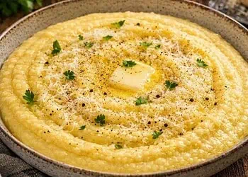 Creamy Parmesan Polenta — The Perfect Base for Rich Braises - Saffarazzi Creamy Parmesan Polenta — The Perfect Base for Rich Braises
