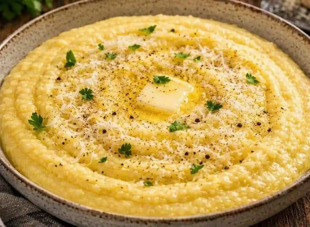 Creamy Parmesan Polenta — The Perfect Base for Rich Braises - Saffarazzi Creamy Parmesan Polenta — The Perfect Base for Rich Braises
