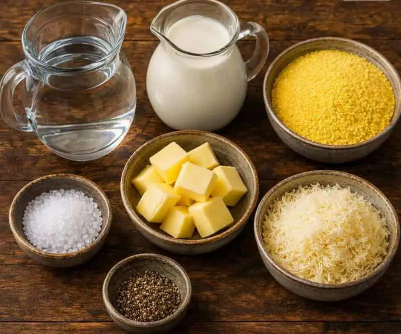 Ingredients for Creamy Parmesan Polenta — The Perfect Base for Rich Braises - Saffarazzi Ingredients for Creamy Parmesan Polenta — The Perfect Base for Rich Braises