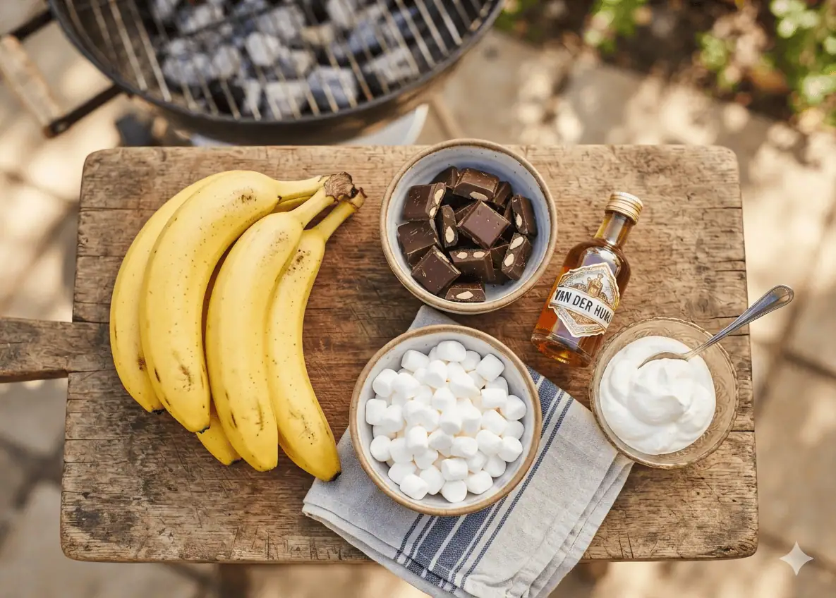 Ingredients for Banana Chocolate Braai Pudding - Saffarazzi Ingredients for Banana Chocolate Braai Pudding