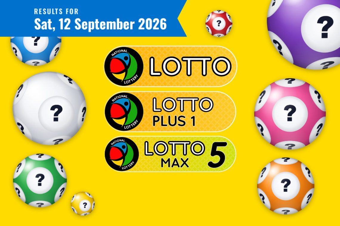 Lotto, Lotto Plus 1 and Lotto 5 Max Results lottery draw results for Saturday, 12 September 2026