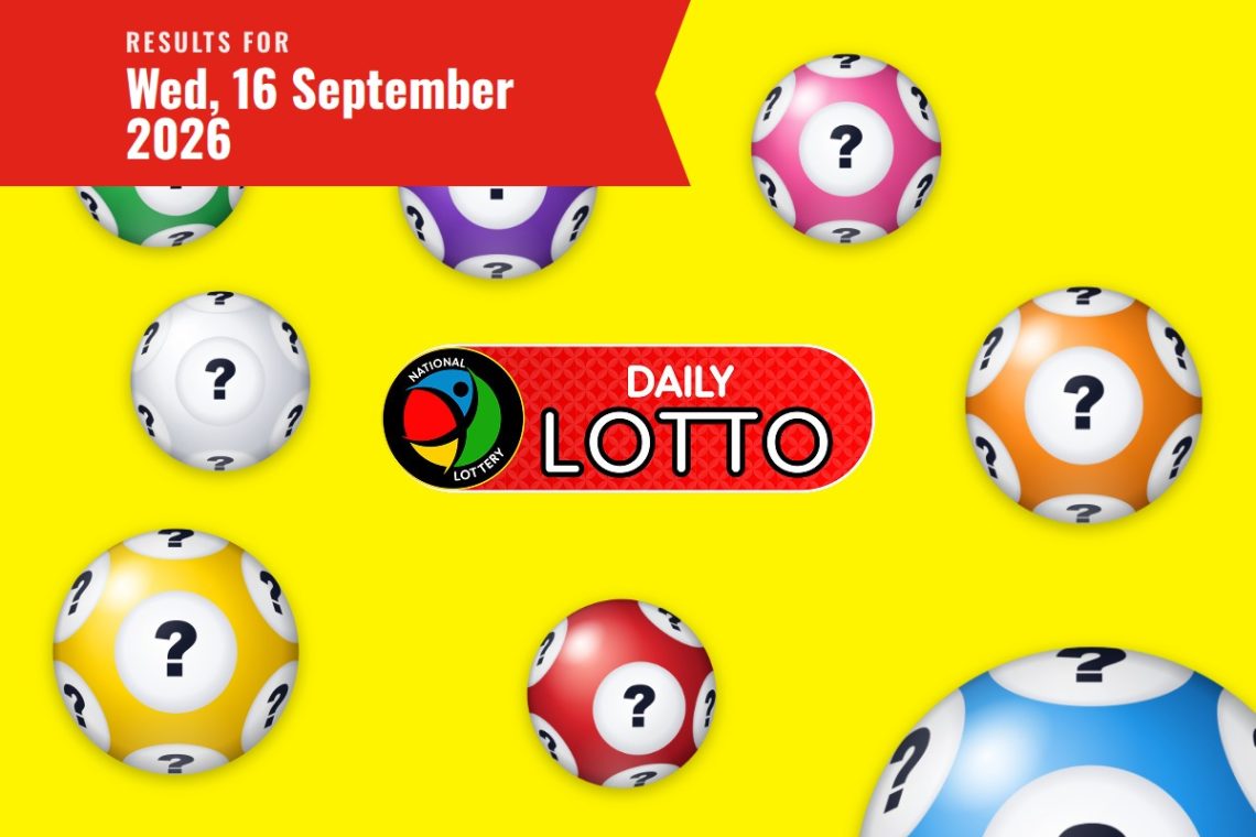 Daily Lotto Results lottery draw results for Wednesday, 16 September 2026