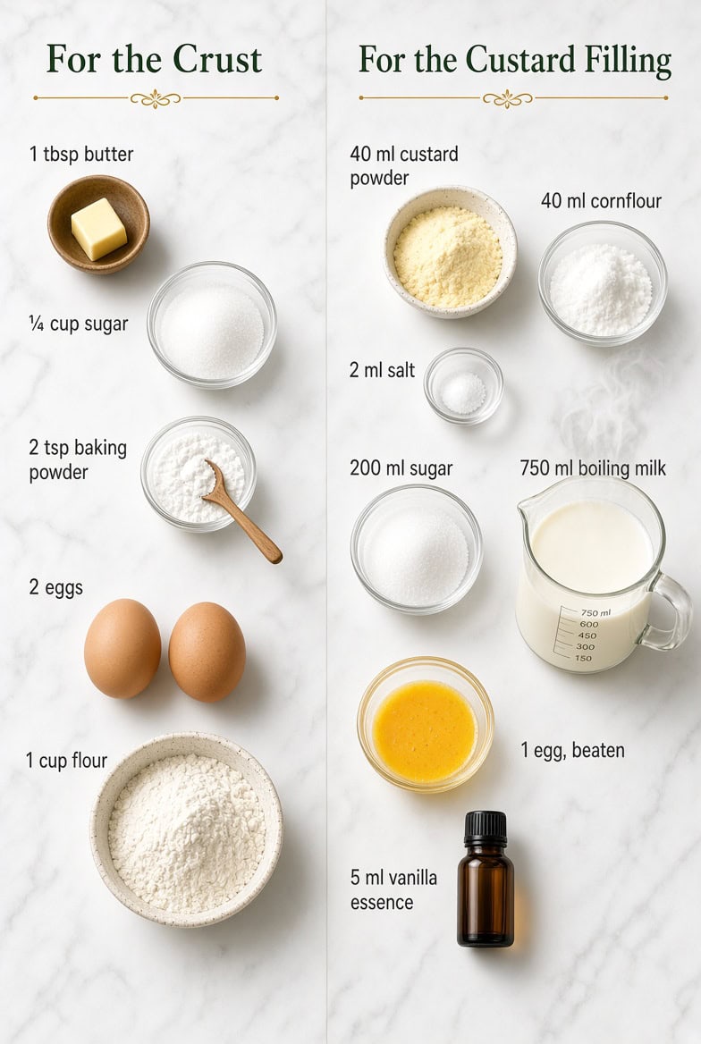 Ingredients for Custard Cake