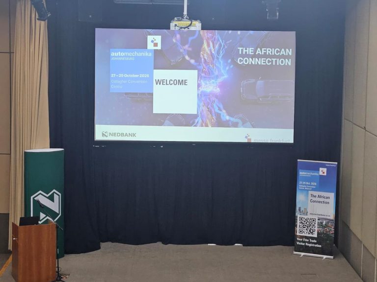 Automechanika Johannesburg 2026 welcome screen at Nedbank venue - Saffarazzi Automechanika Johannesburg 2026 welcome screen at Nedbank venue