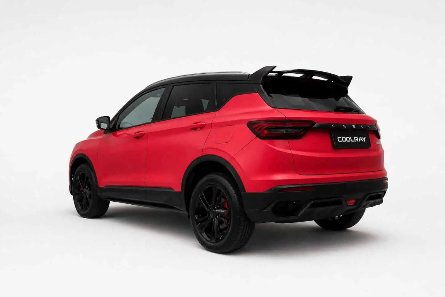 Geely Coolray compact SUV rear three-quarter studio view - Saffarazzi Geely Coolray compact SUV rear three-quarter studio view
