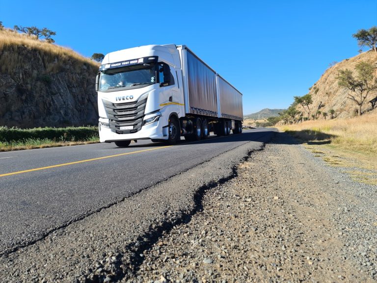 Iveco S-Way interlink on rural road low angle - Saffarazzi Iveco S-Way interlink on rural road low angle
