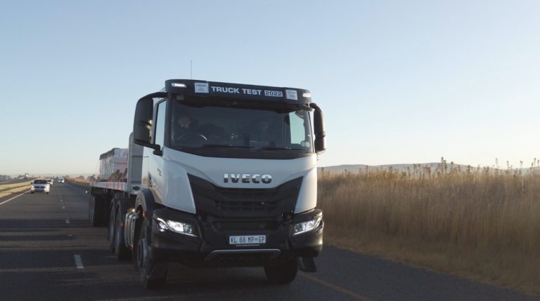 Iveco T-Way with flatbed trailer during Truck Test 2022 - Saffarazzi Iveco T-Way with flatbed trailer during Truck Test 2022