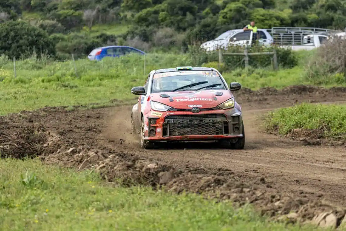 Toyota GR Yaris rally car on gravel at Algoa Rally - Saffarazzi Toyota GR Yaris rally car on gravel at Algoa Rally