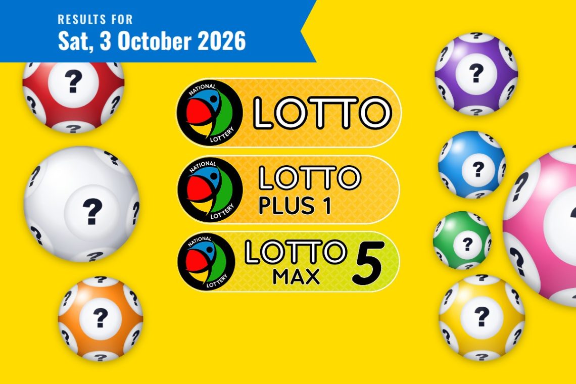 Lotto, Lotto Plus 1 and Lotto 5 Max Results - Saturday, 3 October 2026 - Saffarazzi Lotto, Lotto Plus 1 and Lotto 5 Max Results lottery draw results for Saturday, 3 October 2026