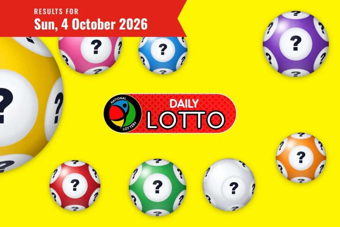 Daily Lotto Results lottery draw results for Sunday, 4 October 2026