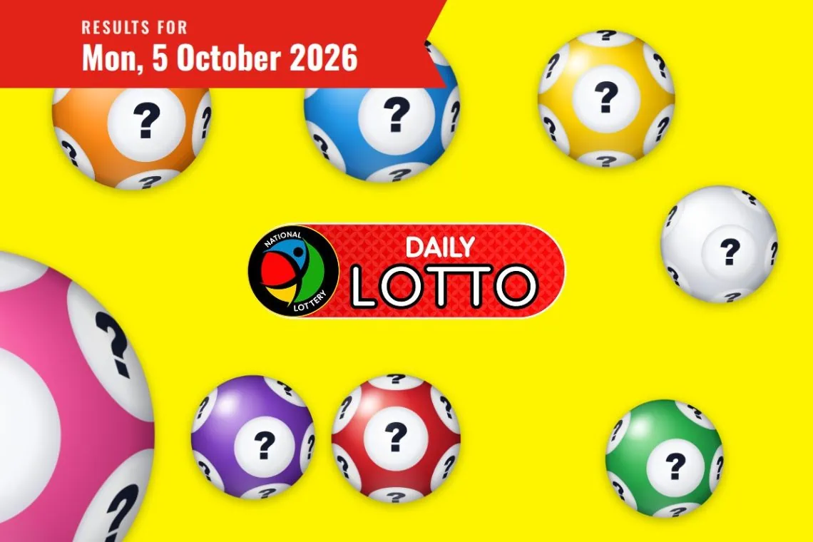 Daily Lotto Results lottery draw results for Monday, 5 October 2026