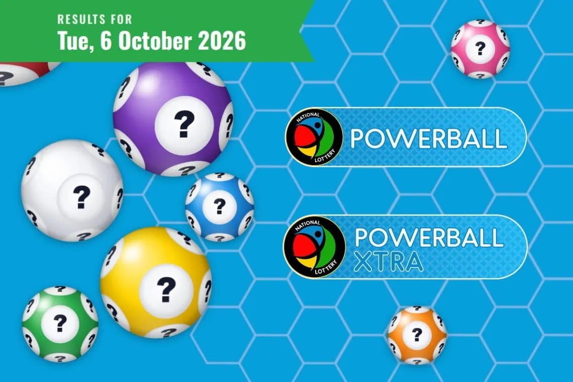 Powerball and Powerball XTRA Results lottery draw results for Tuesday, 6 October 2026