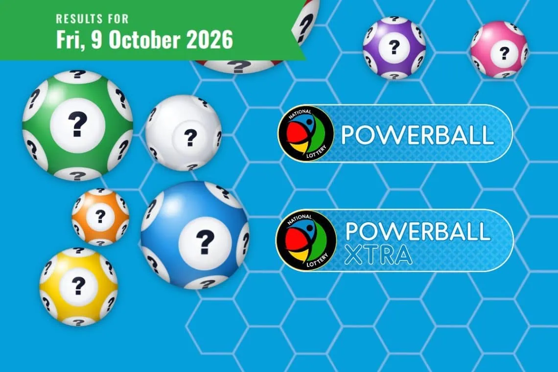 Powerball and Powerball XTRA Results - Friday, 9 October 2026 - Saffarazzi Powerball and Powerball XTRA Results lottery draw results for Friday, 9 October 2026
