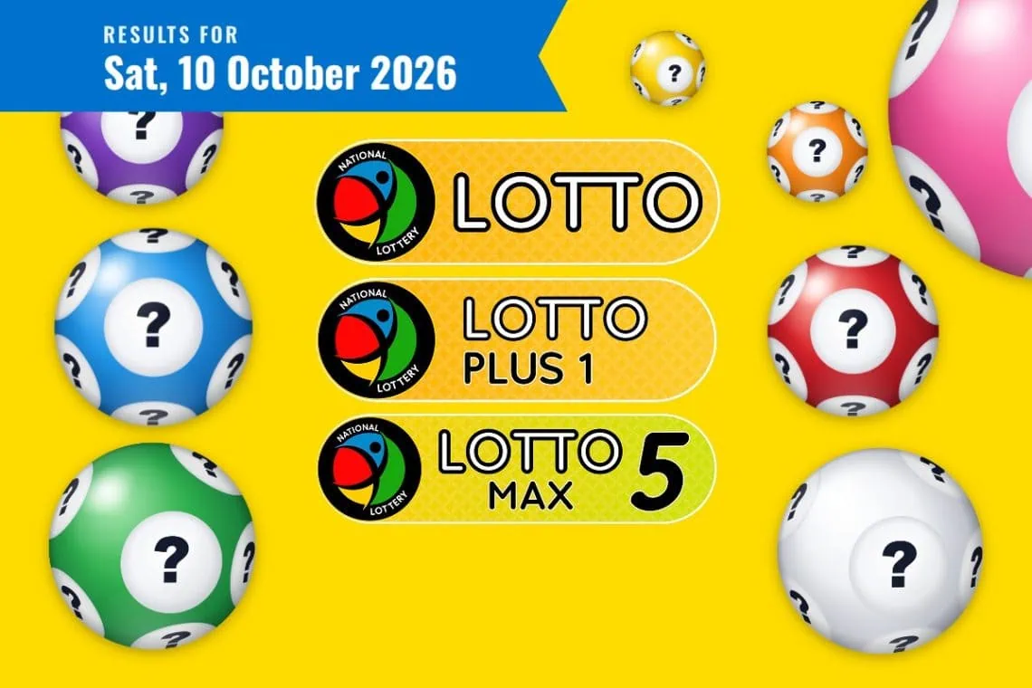 Lotto, Lotto Plus 1 and Lotto 5 Max Results lottery draw results for Saturday, 10 October 2026