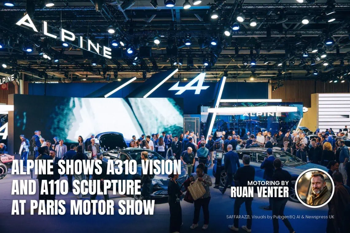 UK Motoring: Alpine shows A310 Vision and A110 - Saffarazzi Alpine magazine cover: Shows A310 Vision and A110 Sculpture at Paris Motor Show, with the writer's by-line.