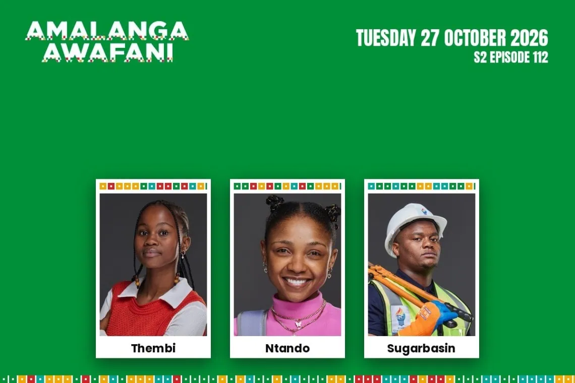 Amalanga Awafani teasers artwork for Tuesday 27 October 2026, S2 Episode 112, with cast photos.