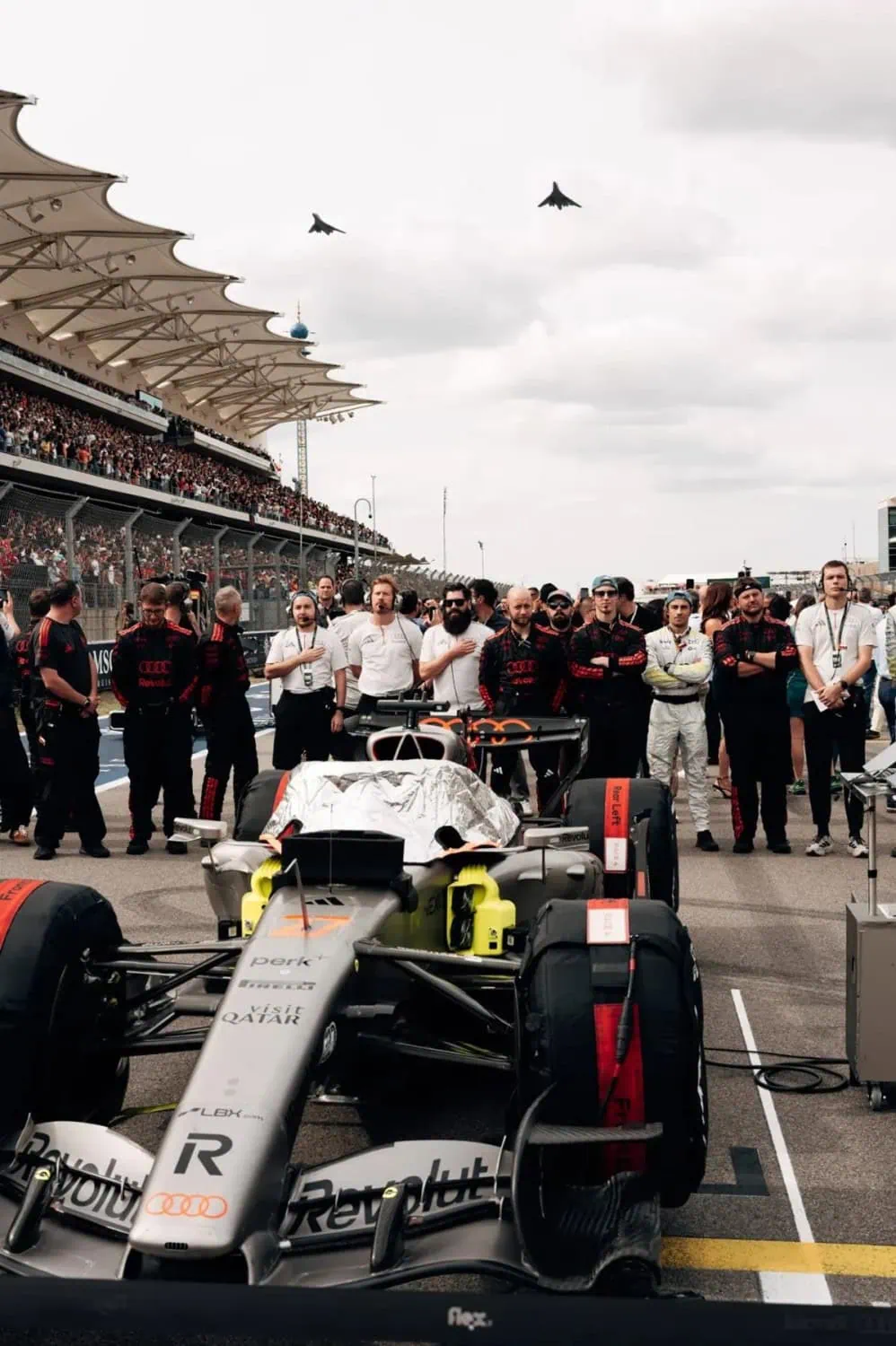 Audi C46 on starting grid - Saffarazzi Audi C46 on the grid with crew and flypast.