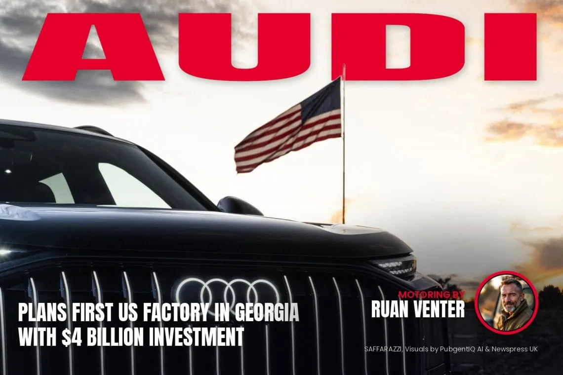 Audi magazine cover: Plans first US factory in Georgia with $4 billion investment, with the writer's by-line.