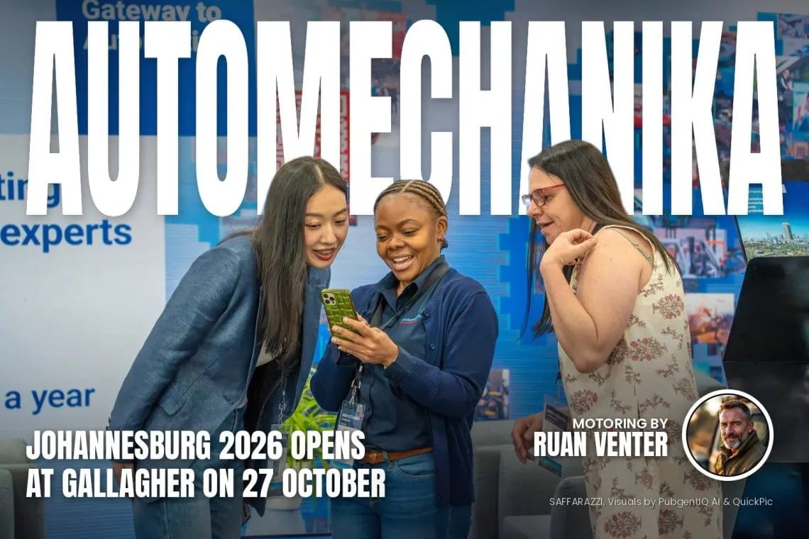 Automechanika magazine cover: Johannesburg 2026 opens at Gallagher on 27 October, with the writer's by-line.