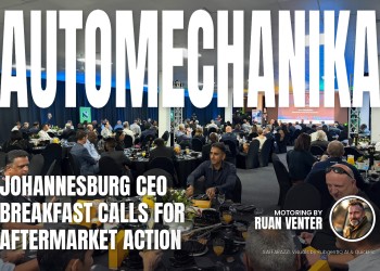 Automechanika magazine cover: Johannesburg CEO Breakfast calls for aftermarket action, with the writer's by-line.