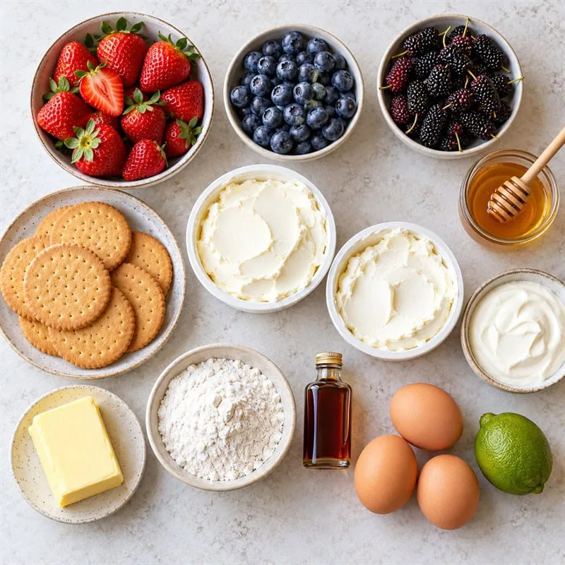 berry-baked-cheesecake-ingredients-800x800 - Saffarazzi Ingredients for berry baked cheesecake