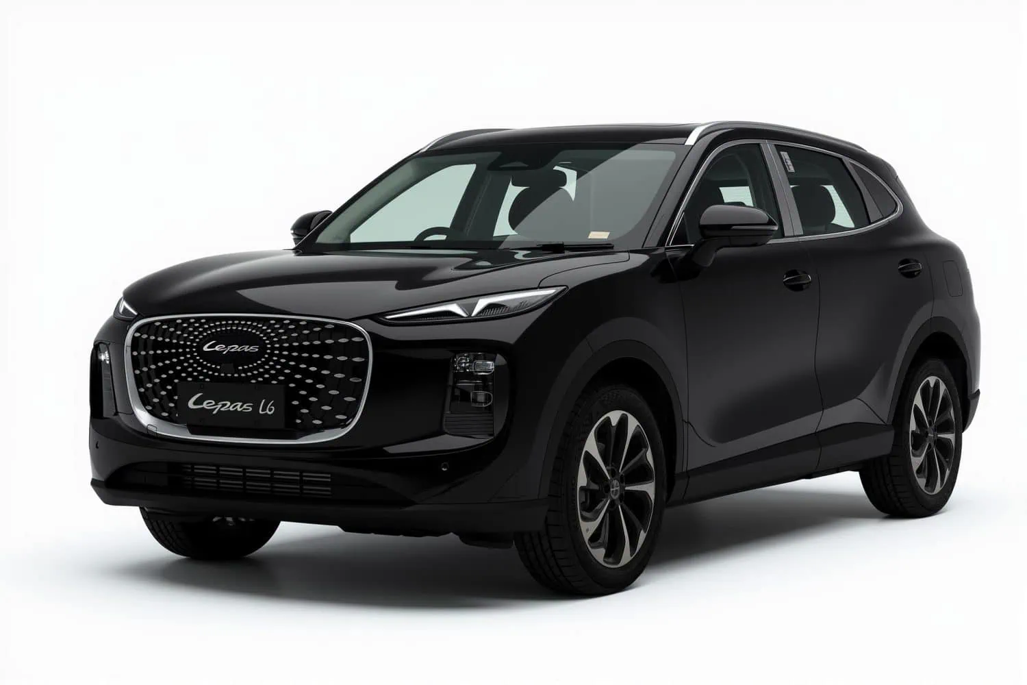 Black Lepas L6 mid-size SUV front three-quarter view - Saffarazzi Black Lepas L6 mid-size SUV front three-quarter view