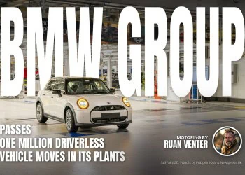 Bmw Group magazine cover: Passes one million driverless vehicle moves in its plants, with the writer's by-line.
