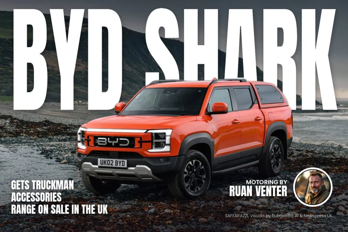 UK Motoring: BYD SHARK gets Truckman accessories range - Saffarazzi Byd Shark magazine cover: Gets Truckman accessories range on sale in the UK, with the writer's by-line.