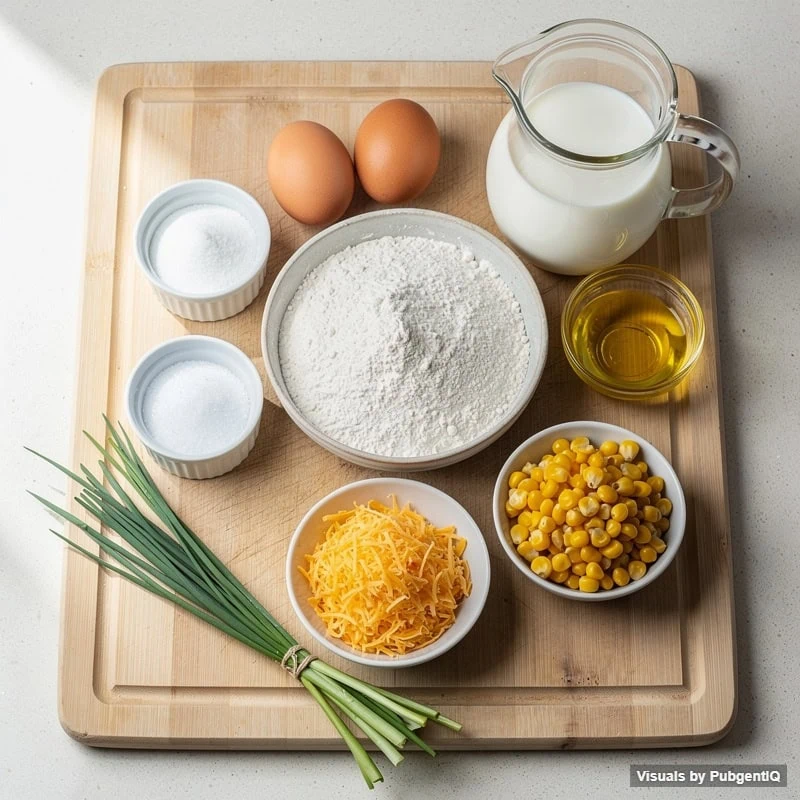 The ingredients for Cheese and Sweetcorn Muffins