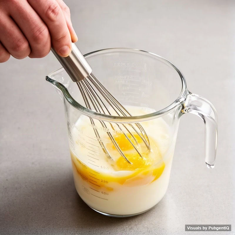 In a jug, whisk the eggs, milk and 80 ml sunflower oil together until smooth.