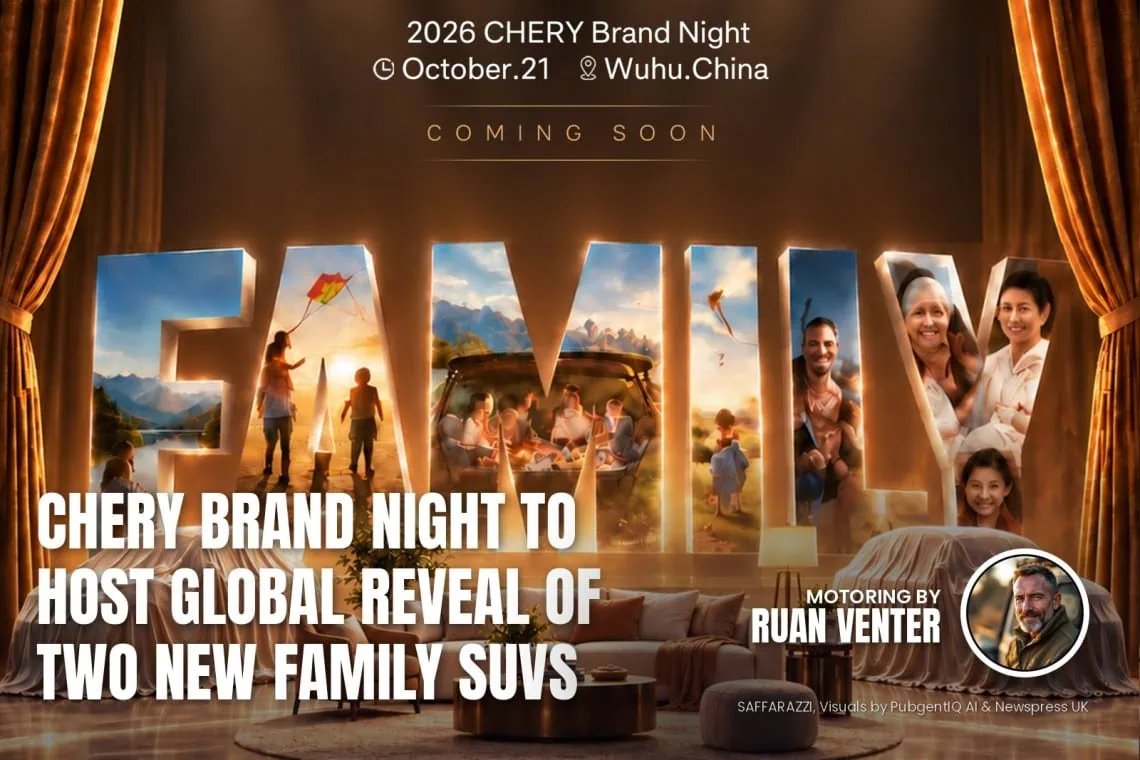 Chery magazine cover: Brand Night to host global reveal of two new family SUVs, with the writer's by-line.