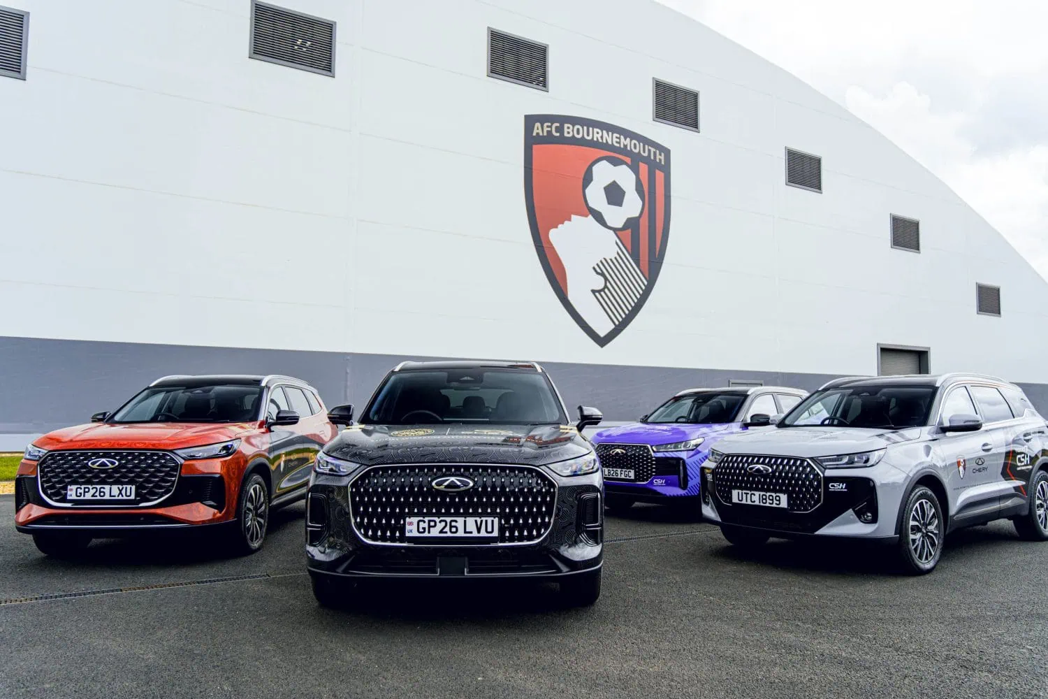 Chery SUVs lined up outside AFC Bournemouth training ground - Saffarazzi Chery SUVs lined up outside AFC Bournemouth training ground