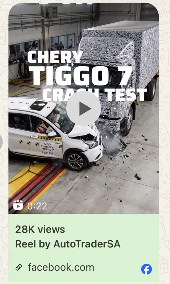 Tiggo 7 truck impact - Saffarazzi Chery Tiggo 7 SUV hitting truck in crash test.