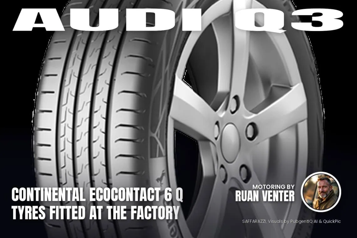 Continental EcoContact 6 Q tyres fitted - Saffarazzi Audi Q3 magazine cover: Continental EcoContact 6 Q tyres fitted at the factory, with the writer's by-line.