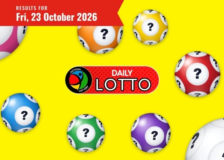 Daily Lotto results card for Friday 23 October 2026, with the Daily Lotto logo and date ribbon.