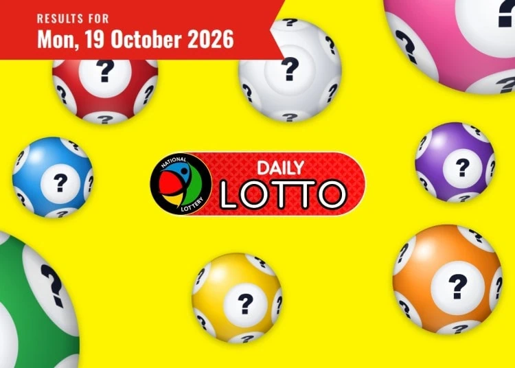 Daily Lotto results card for Monday 19 October 2026, with the Daily Lotto logo and date ribbon.