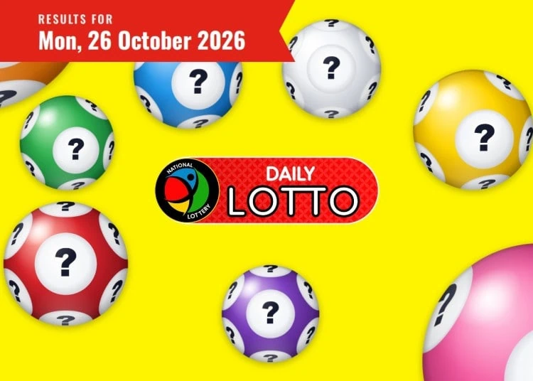 Daily Lotto results card for Monday 26 October 2026, with the Daily Lotto logo and date ribbon.