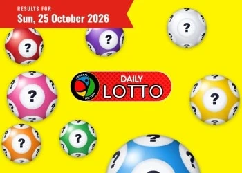Daily Lotto results card for Sunday 25 October 2026, with the Daily Lotto logo and date ribbon.