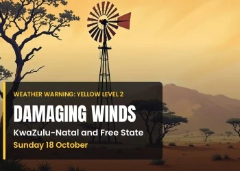 Damaging winds warning: Damaging Winds weather warning for KwaZulu-Natal and Free State.