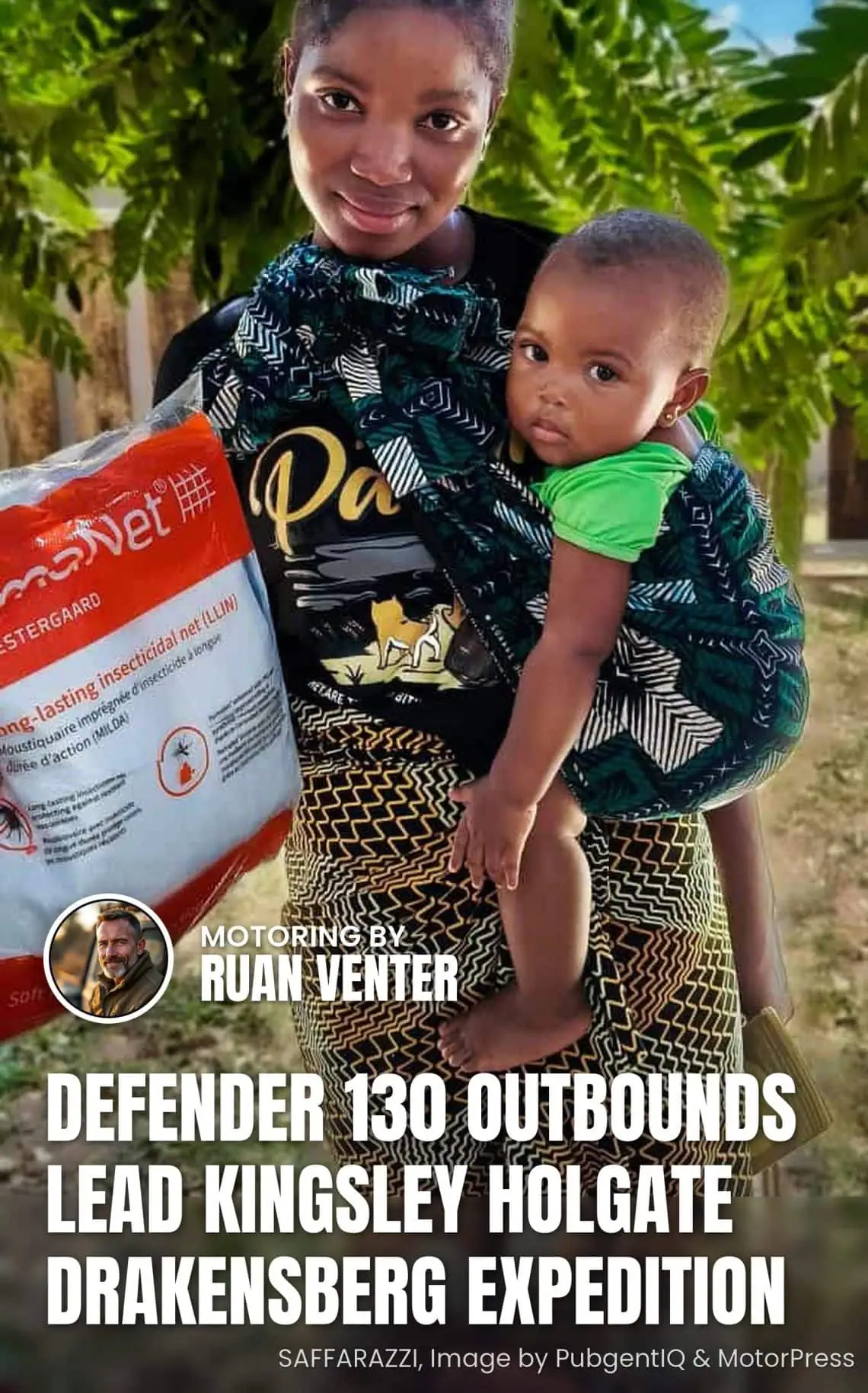 Mother and baby with long-lasting insecticidal mosquito net