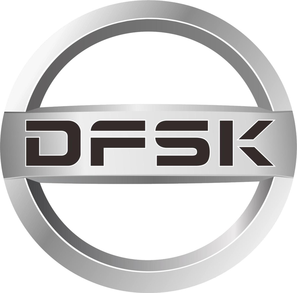 DFSK silver logo badge - Saffarazzi DFSK brand logo in silver circular badge.